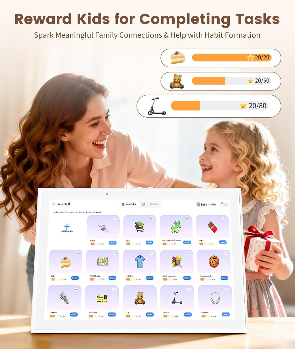 10.1' Digital Calendar & Smart Touchscreen Planner, Electronic Calender with Chore Chart for Family Schedules & Meal Planning, Wall Mountable Digital Photo Frame, Gifts for Women Men (White)