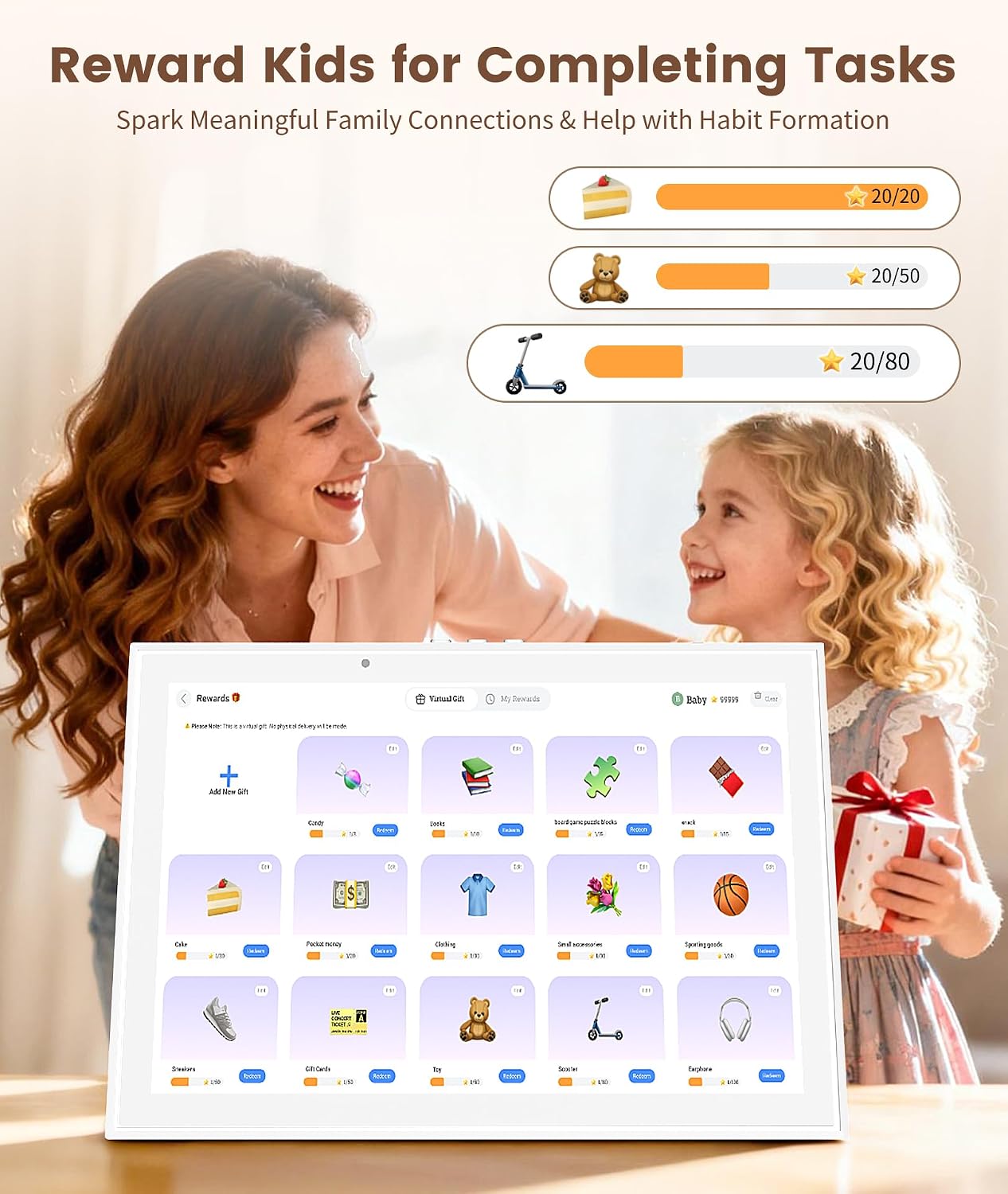 10.1' Digital Calendar & Smart Touchscreen Planner, Electronic Calender with Chore Chart for Family Schedules & Meal Planning, Wall Mountable Digital Photo Frame, Gifts for Women Men (White)
