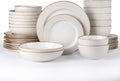 GBHOME Ceramic Dinnerware Sets, 32 pcs Embossed Elegant Stoneware Plates and Bowls Sets, Housewarming Wedding Gift | Dishwasher & Microwave Safe | Dishes Set Service for 8