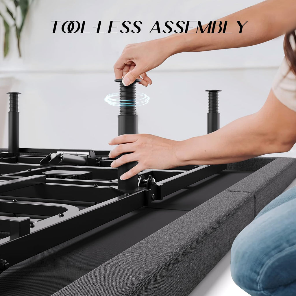 Adjustable Bed Frame Queen with Massage -Wireless Remote Electric Power Bed Foundation Under-Bed Lighting | Zero Gravity | USB PortsX2 | Height Adjustable Legs