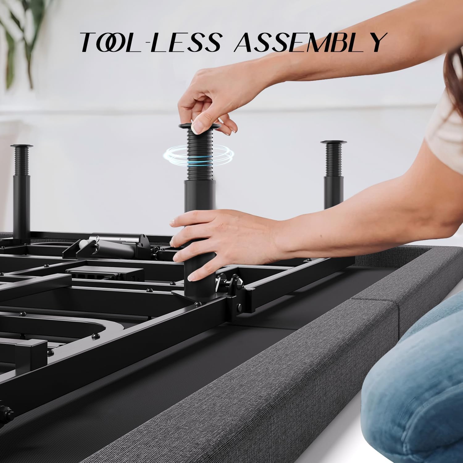 Adjustable Bed Frame Queen with Massage -Wireless Remote Electric Power Bed Foundation Under-Bed Lighting | Zero Gravity | USB PortsX2 | Height Adjustable Legs