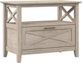 Bush Home 32-Inch Nightstand with Drawer, Farmhouse X Design Bedside Table for Bedroom and Living Room Storage and Organization, Small End Table Furniture, Key West Collection, Washed Gray