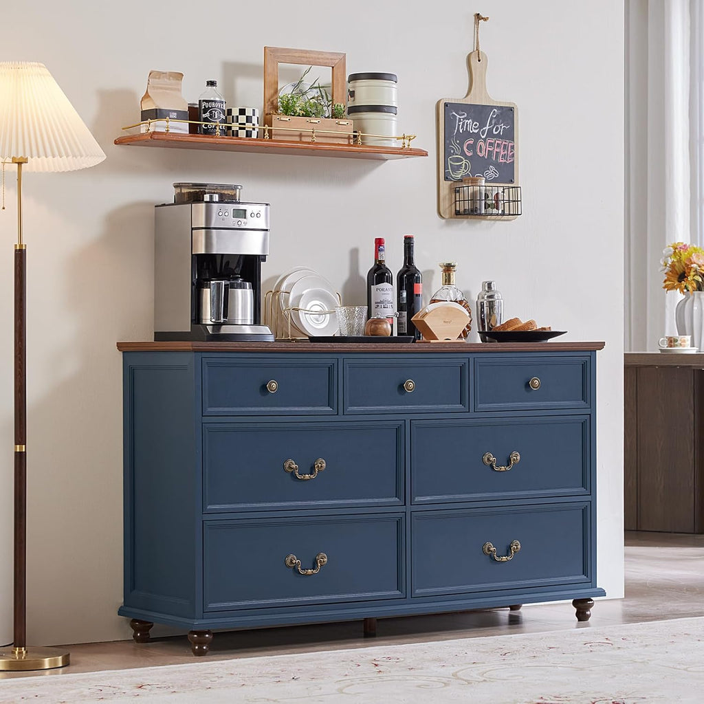 Joaxswe Farmhouse Dresser and Nightstand Sets, Wood 54' Wide Dresser & 24' Night Stand with Charging Station, 2 Piece Bedroom Furniture Set, Chest of Drawers for Bedroom, Home, Living Room, Hallway