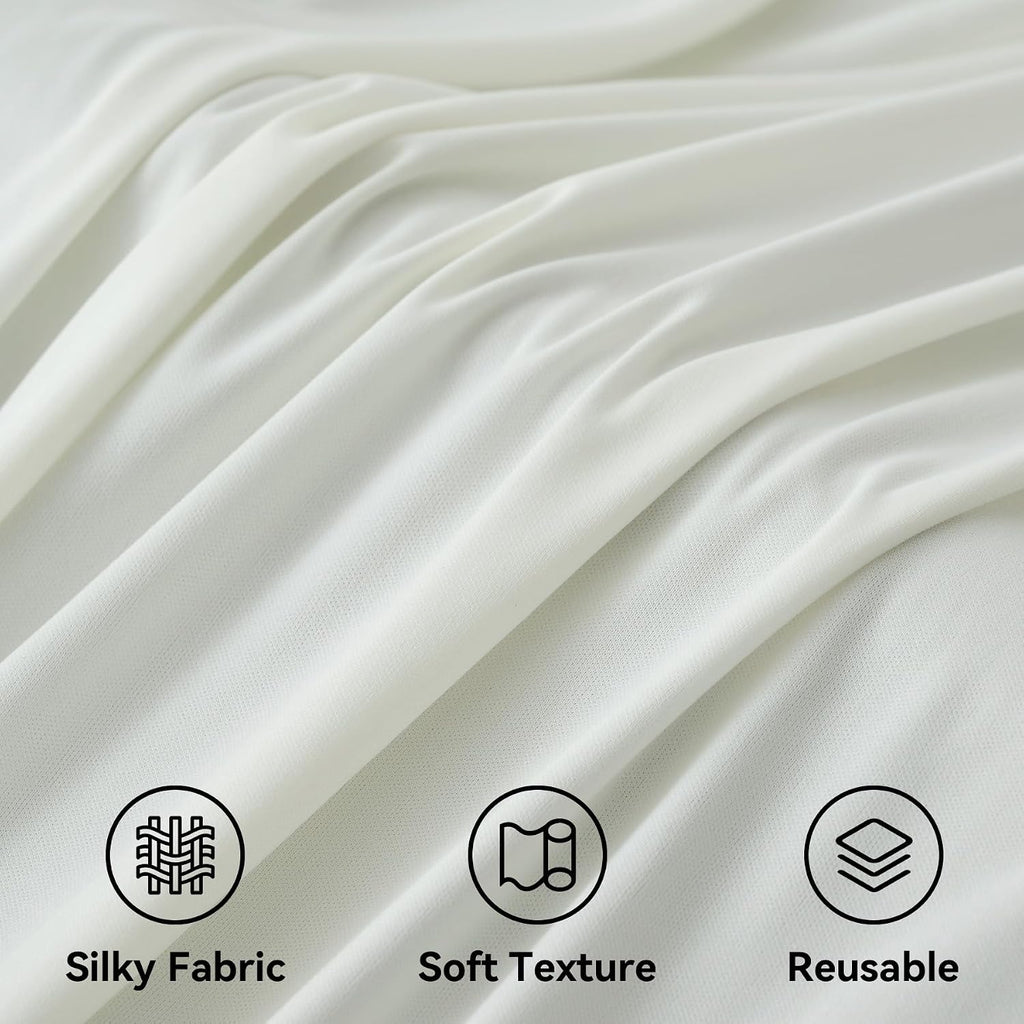 40ftx14ft Ivory Backdrop Curtains for Parties, Wrinkle Free Polyester Ivory Photo Backdrop Drapes 8 Panels 14 ft Long Back Drop Cloth for Wedding Birthday Photography Background Party