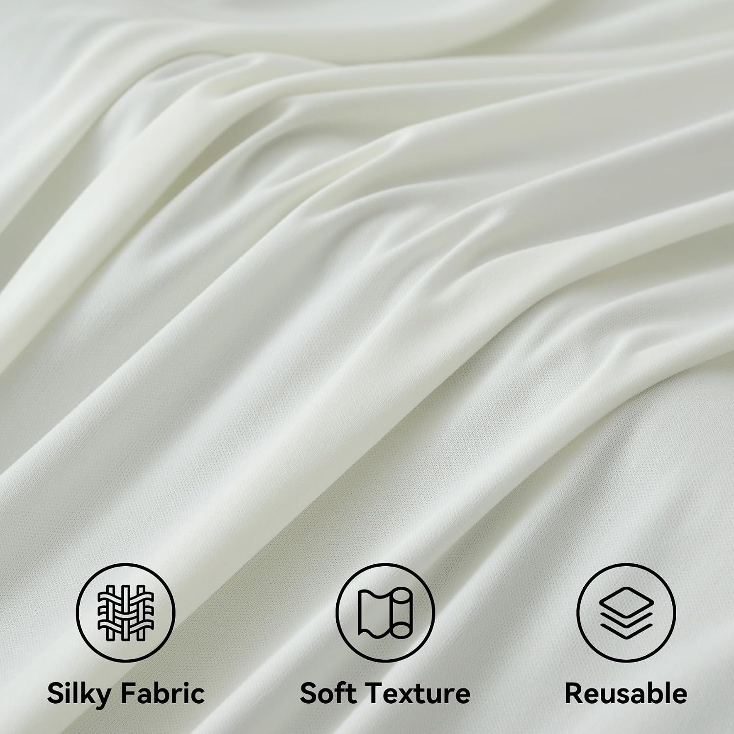 50x14ft Ivory Backdrop Curtains for Parties, Wrinkle Free Polyester Ivory Photo Backdrop Drapes 10 Panels 14 ft Long Back Drop Cloth for Wedding Birthday Photography Background Party