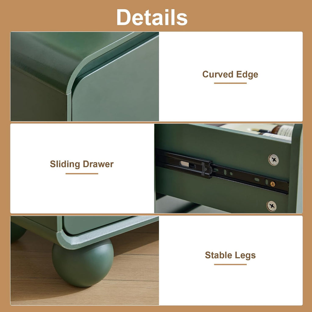 AVZEAR Modern 6 Drawer Green Dresser for Kids Bedroom, 48' Wide Wooden Dresser Chest of Drawers, Handle Free & Curved Profile Design, Mid Century Closet Clothes Storage Organizer for Living Room