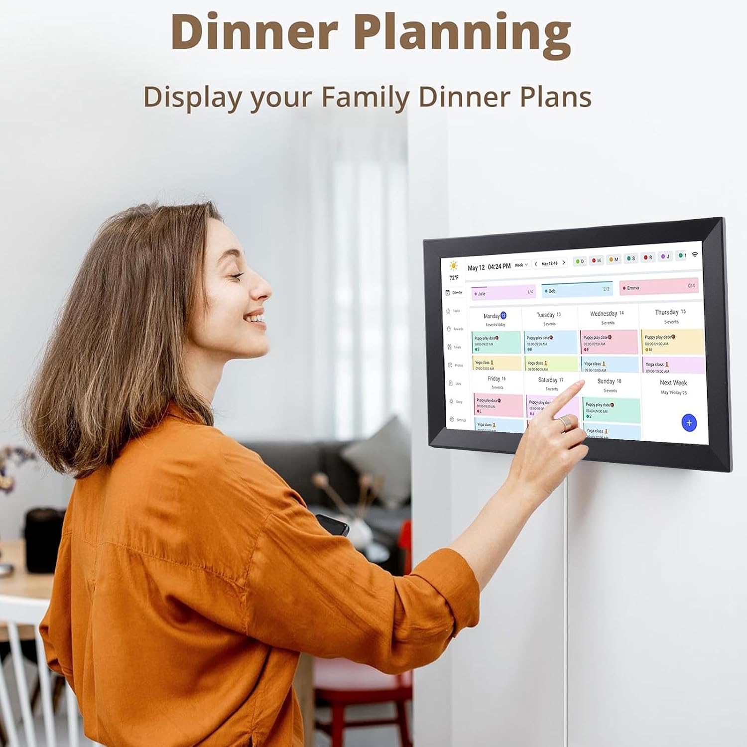 Smart Digital Calendar, 15.6 Inch Touchscreen WiFi Full HD 1080P Interactive Display Family Planner with, for Home Organization Wall or Desk Mount (US Plug)