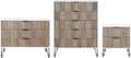 Manhattan Comfort Dumbo 3-Piece Modern Dresser Drawer and Nightstand Set, Tall and Standard - Vertical Ribbed Design - No Tool Assembly Storage for Bedroom & Living Room, White/Grey