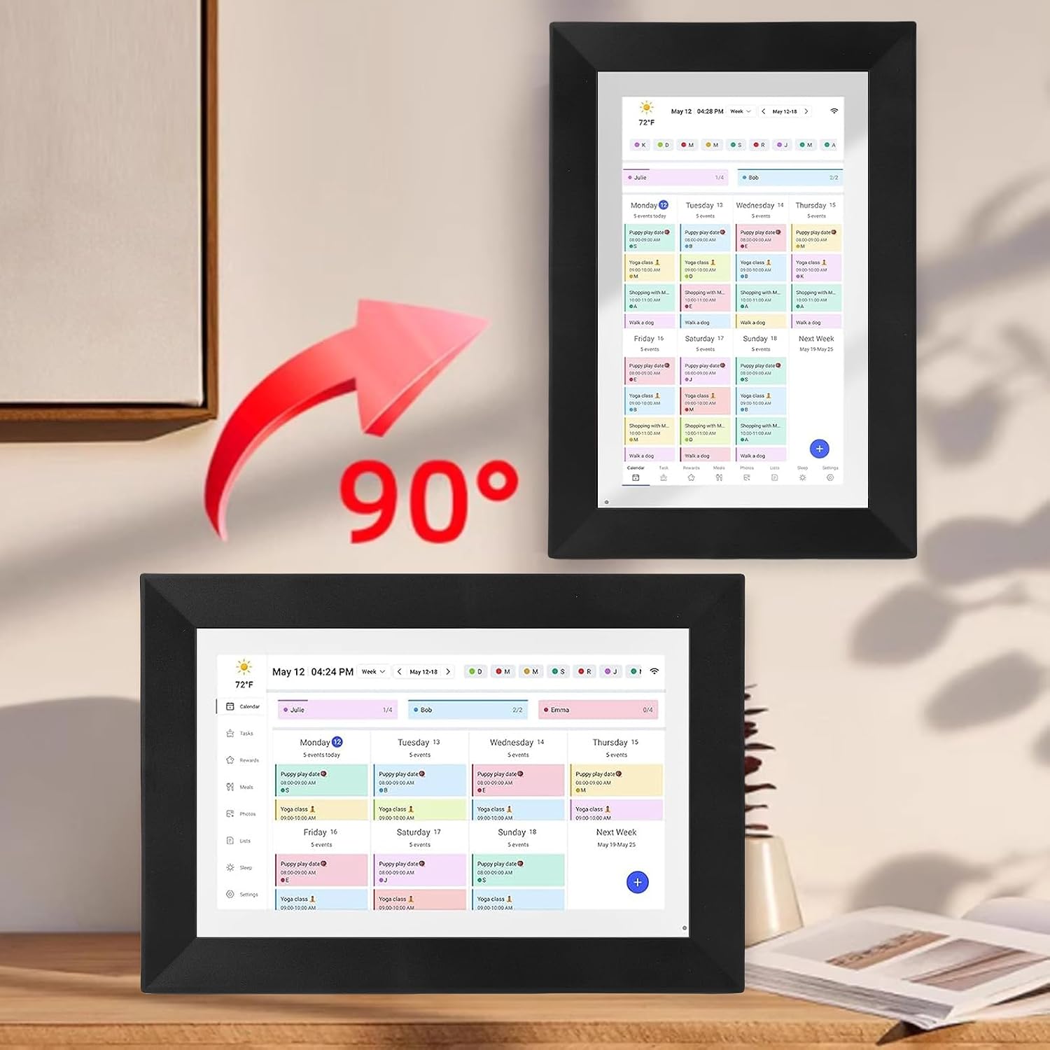 fosa 10.1 Inch WiFi Smart Digital Calendar, Touchscreen Display 2 Way Sync Family Schedule Chore Chart, with 32GB Storage Detachable Stand, for Home Office Kitchen Wall Mount (US Plug)