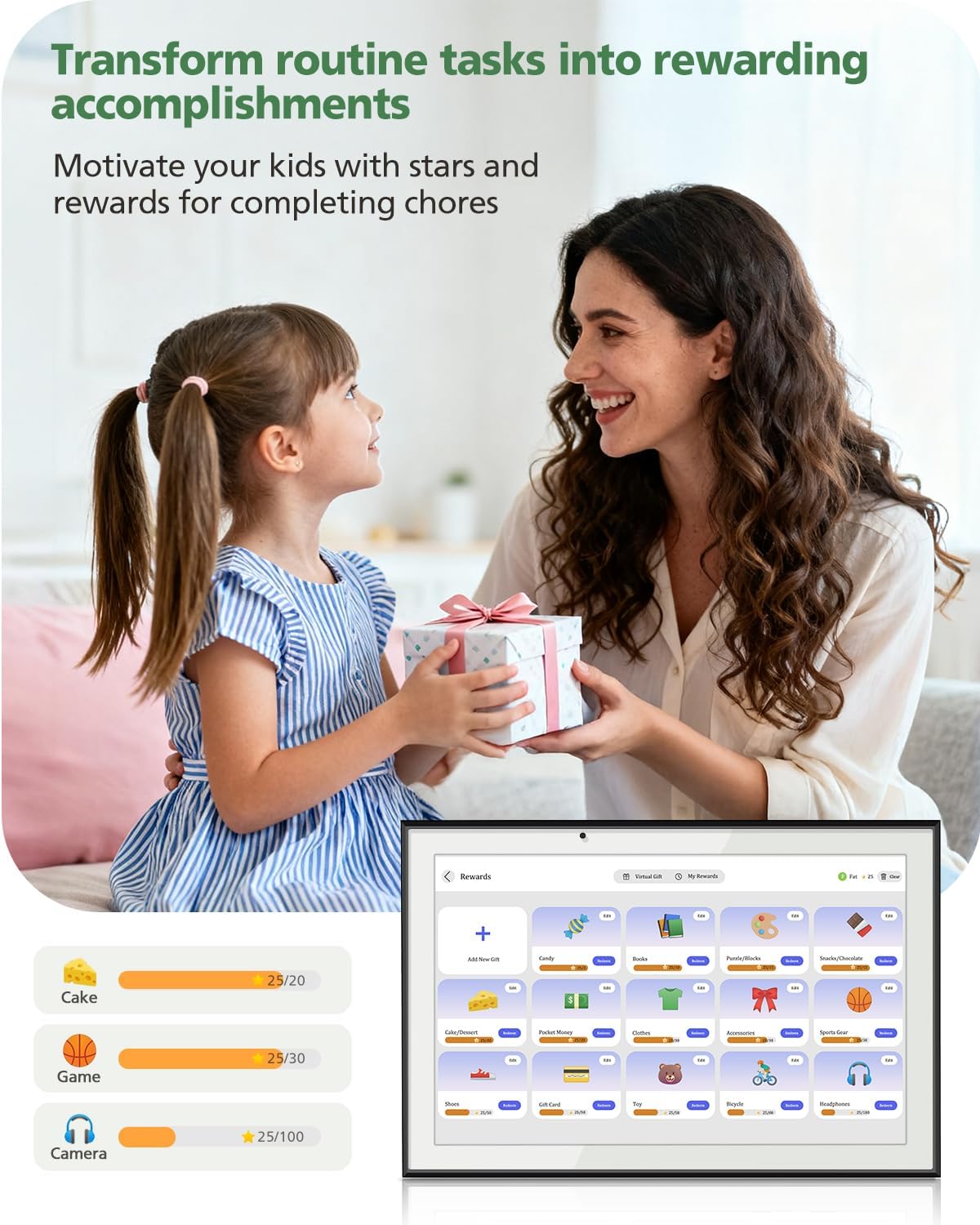 15.6 Inch Digital Calendar Chore Chart, Smart Digital Calendar Wall Planner Picture Frame with HD Touch Screen, Desk & Wall Mount Planner for Family Schedules(Black)
