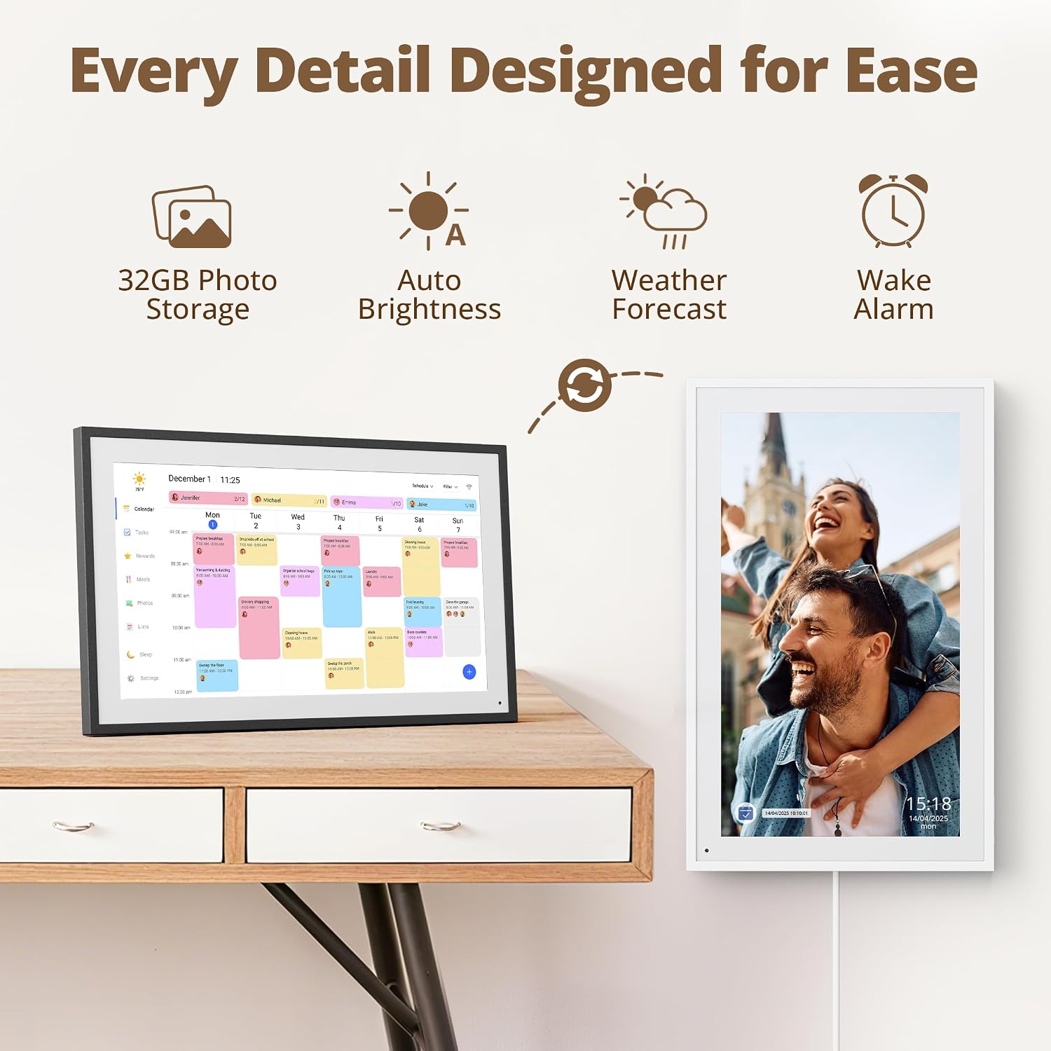 Dragon Touch 14 inch Digital Calendar & Chore Chart - Interactive Touchscreen Smart Family Planner,Digital Picture Frame for Mom, Women, Christmas & Weddings