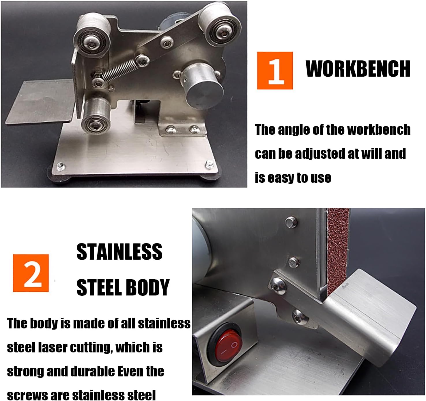 Mini Belt Sander, Electric Belt Sander, 4000-9000 Rpm, 7 Speed Regulation, with 10pcs Belts and Dust Shield, Sanding Belt Size 25mm, for Metal Plastic Working DIY Small Projects