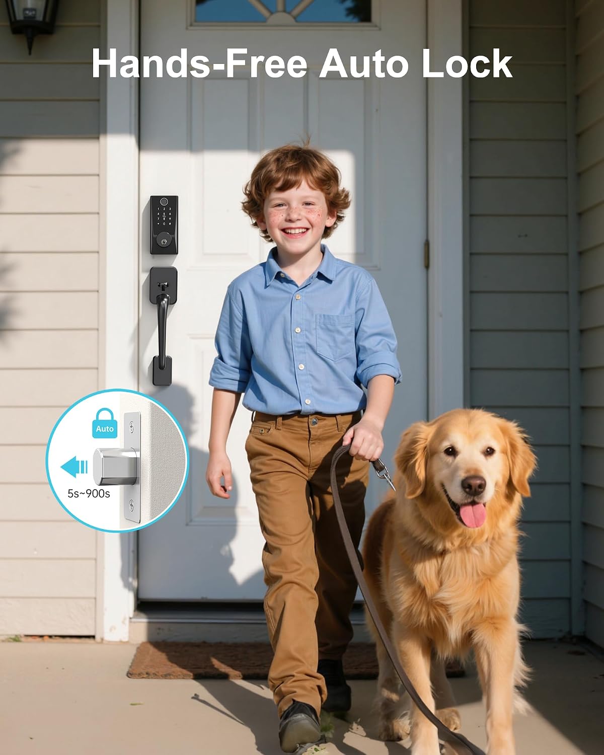 WiFi Smart Lock with Handleset, Built-in WiFi Door Lock, Keyless Entry Deadbolt for Front Door, Fingerprint, App & Remote Control, Compatible with Alexa & Google Assistant, Auto Locking