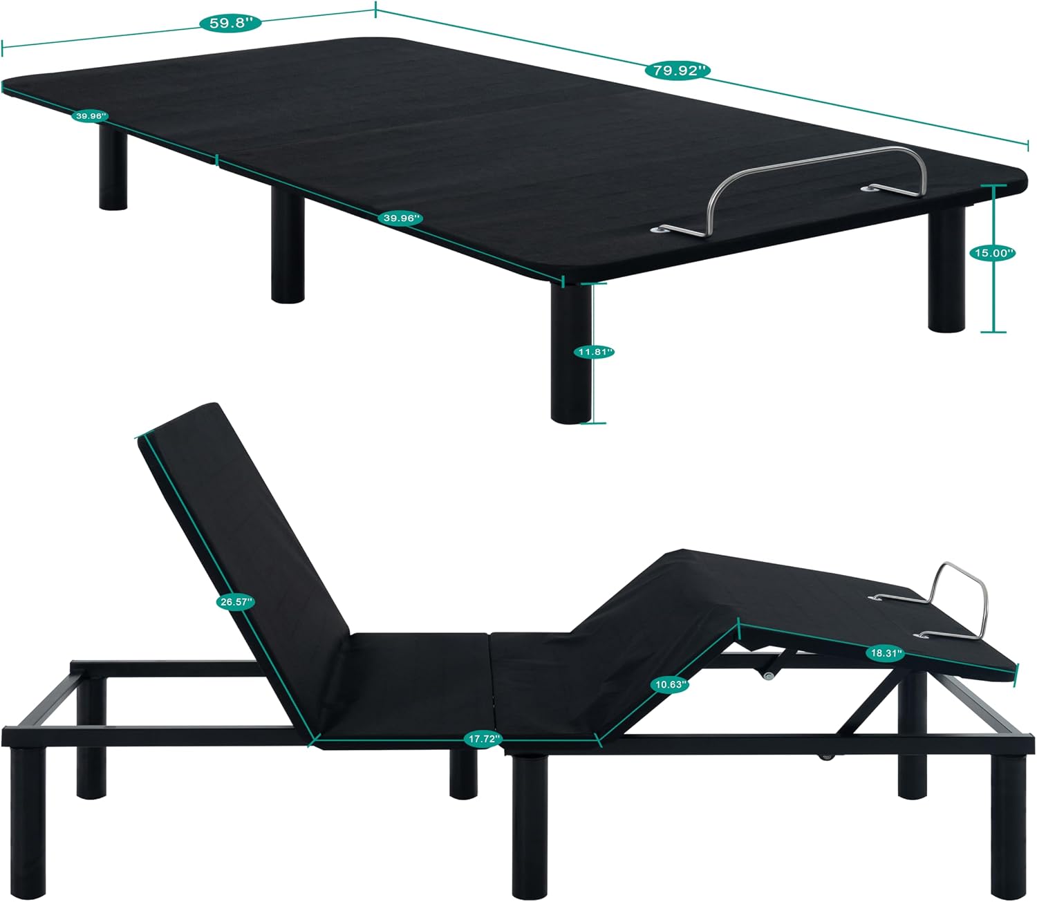 Naomi Home Serenity Twin XL Adjustable Bed Frame with Wireless Remote Ergonomic Head and Foot Incline Electric Bed Frame Easy Assembly Smart Ideal for Snoring Relief and Enhanced Comfort, Split King