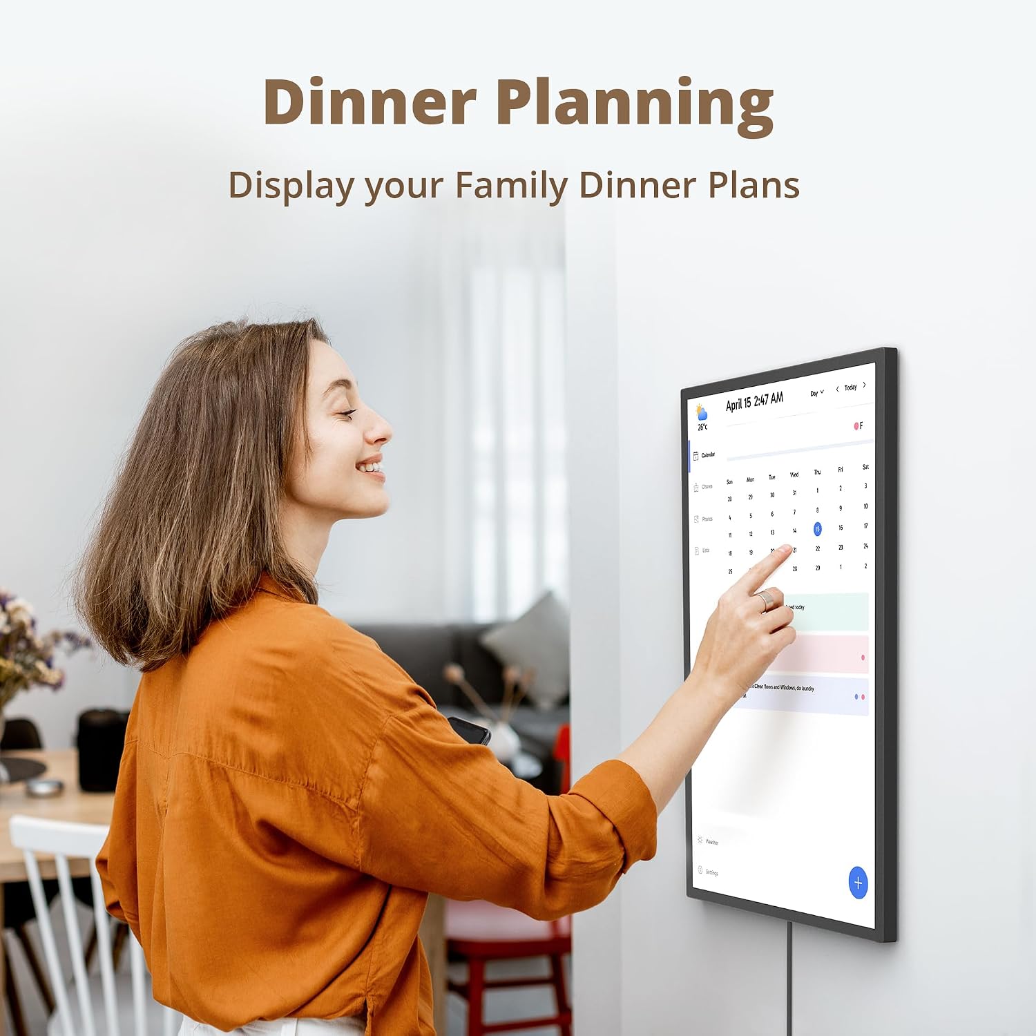 Dragon Touch 24' Digital Calendar Chore Chart – 1080P Full HD Interactive Touchscreen, Smart Family Planner, Hearth Display Digital Calendar Wall & Desk Mountable for Seamless Scheduling Black