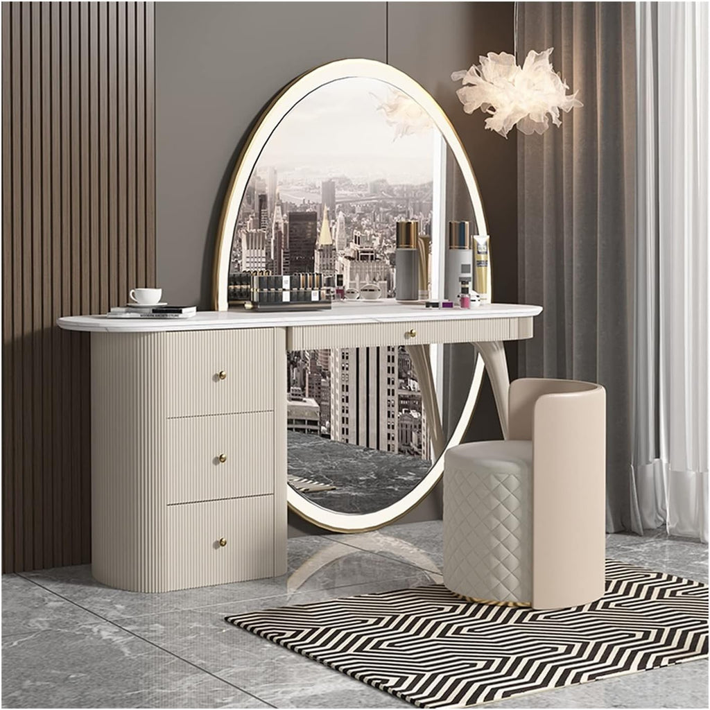 HIHELO Dressing Tables Dresser Makeup Table Bedroom Full Mirror Storage Cabinet All-in-One Set Ladies Makeup Drawer Makeup Table Vanity for Dressing (Color : 100cm)
