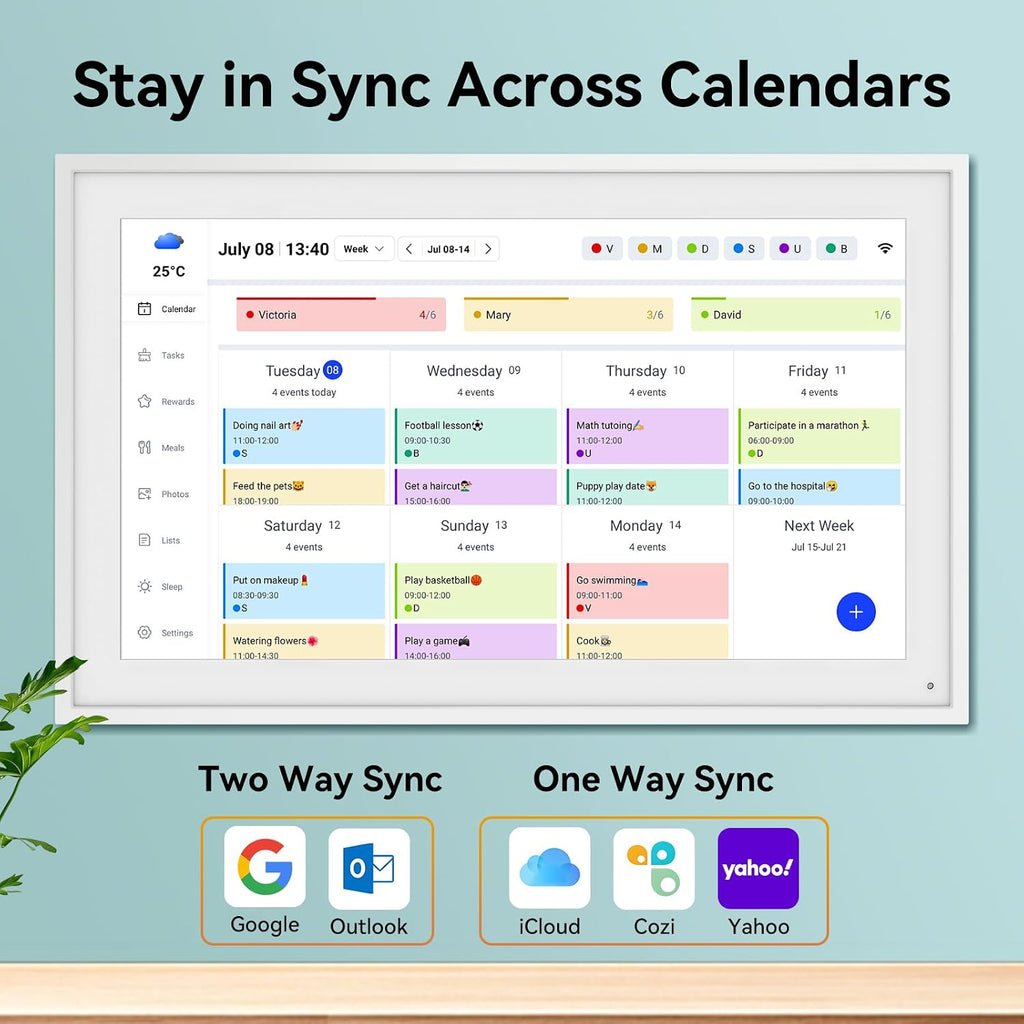 Digital Calendar, 15.6' Smart Wall Touchscreen Interactive Display for Family Schedules, Chore Charts, Achievement Rewards Multi-Phone Two-Way Sync Wall Planner Digital Photo Frame