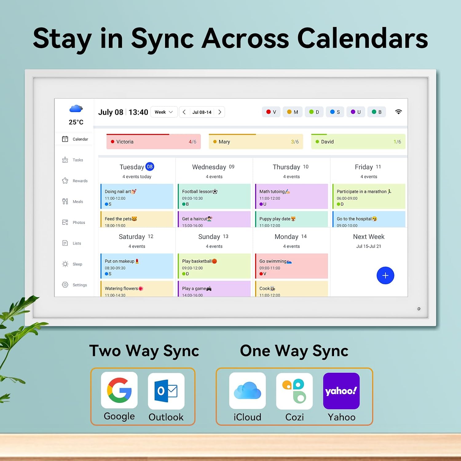 Digital Calendar, 15.6' Smart Wall Touchscreen Interactive Display for Family Schedules, Chore Charts, Achievement Rewards Multi-Phone Two-Way Sync Wall Planner Digital Photo Frame