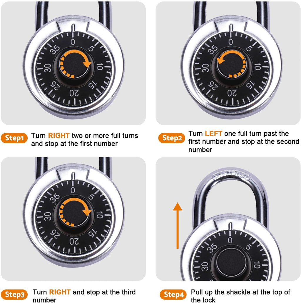48 Pack 50 mm (2') Black Dial Combination Padlocks, Hardened Steel Shackle, Locker Keyless Combination Locks for Gym Lockers, School Lockers, Office Lockers, and Toolboxes