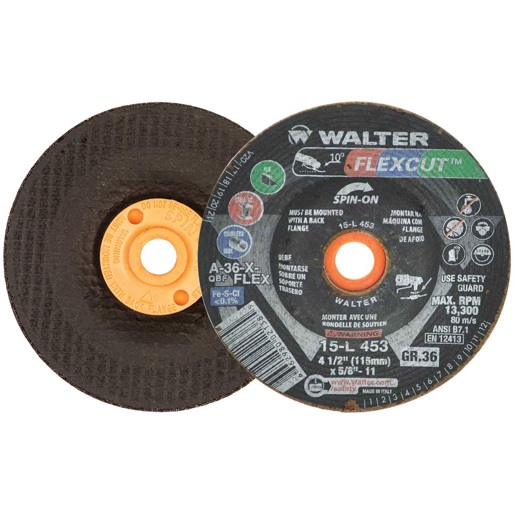 Walter 15L453 4-1/2x5/8-11 Flexcut Spin-On Grinding Wheels