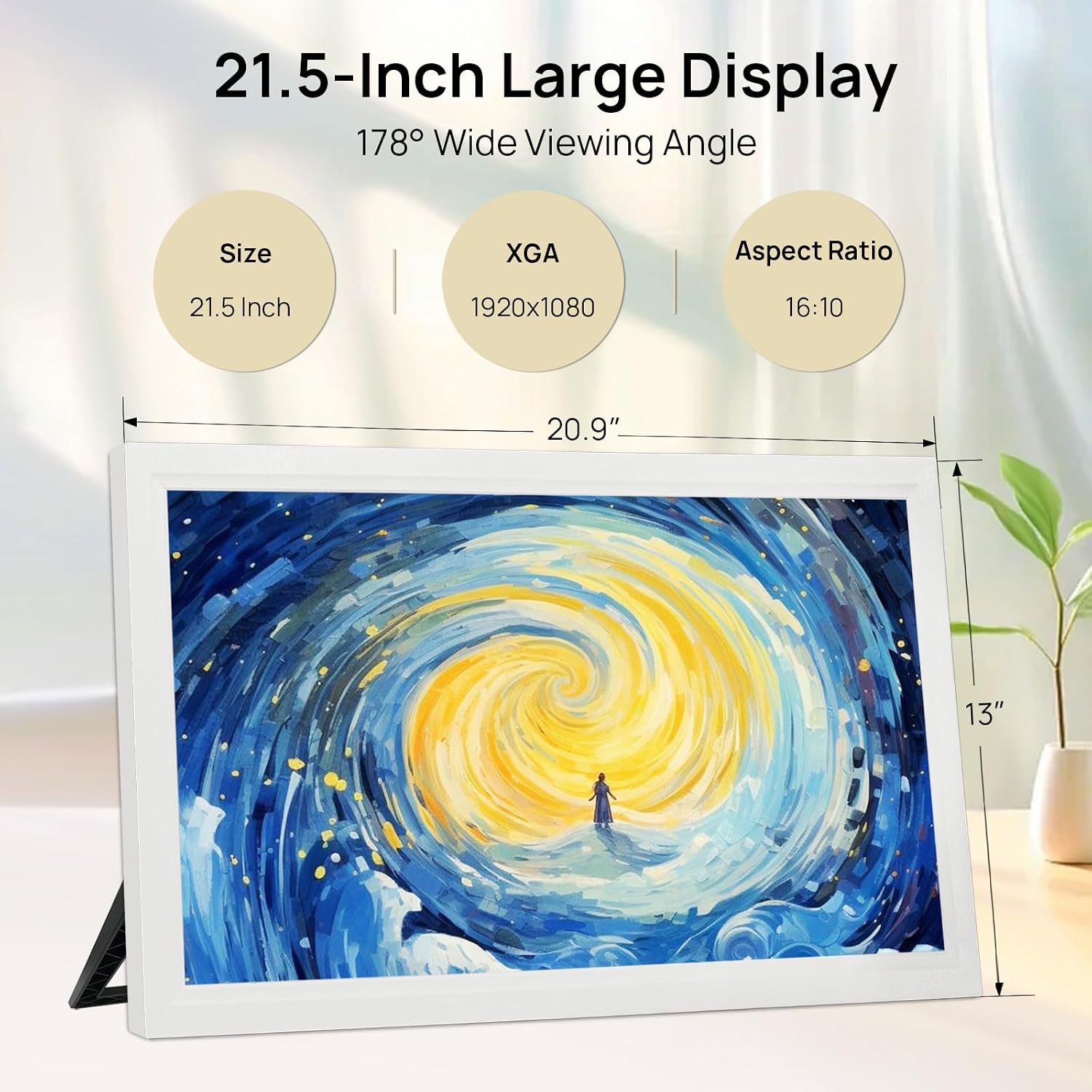 21.5inch FRAMEO Digital Photo Frame with 1920x1080 FHD IPS LCD Touch Screen, Dual-WiFi Share Moments via Frameo, 32GB Storage, USB Drive/SD Card Extend Storage, Auto-Rotate, Wall Mountable with VESA