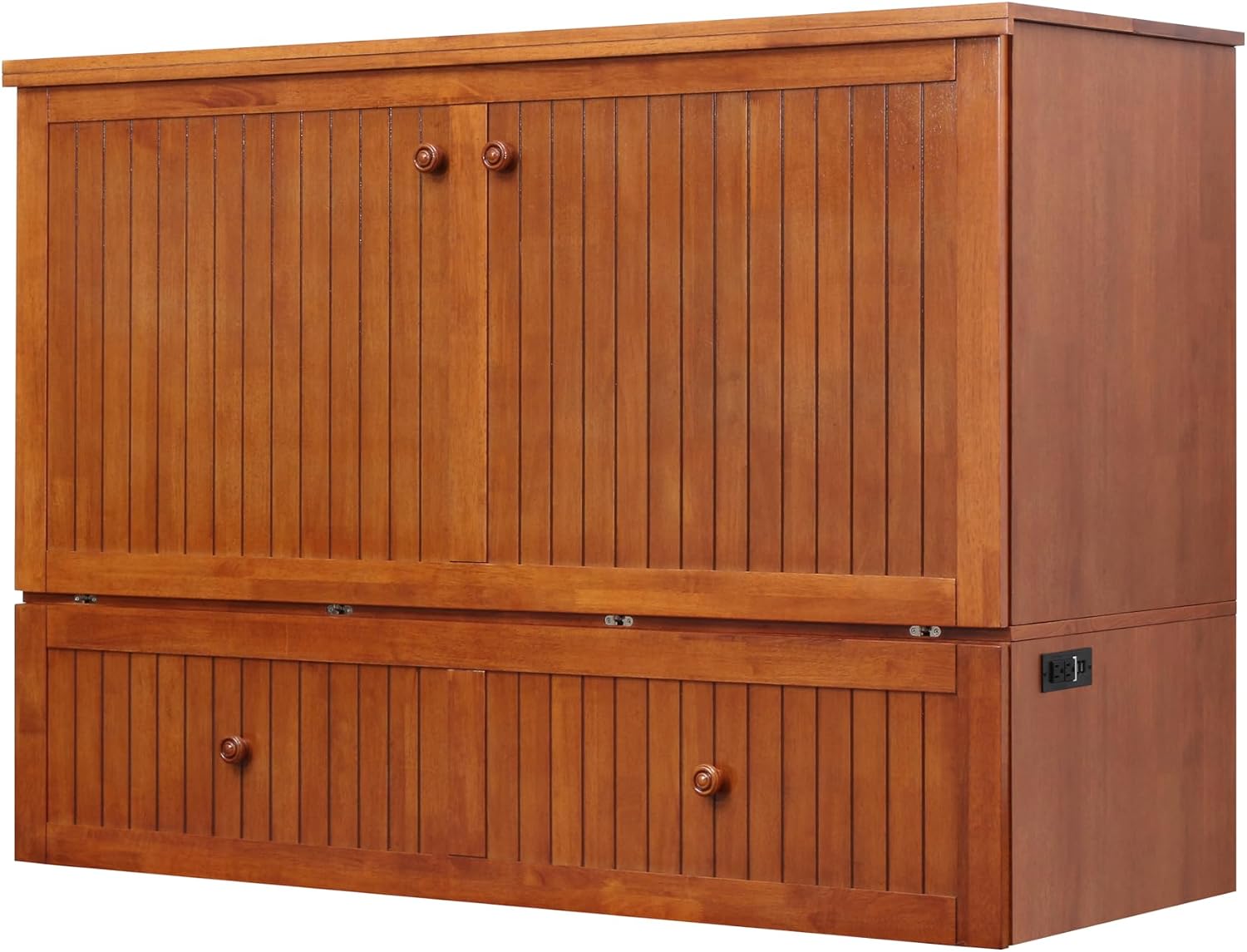 Mega Solutions Murphybedz Tuscany Murphy Cabinet Chest Bed with Charging Station 6 Inch (Cherry, Queen)