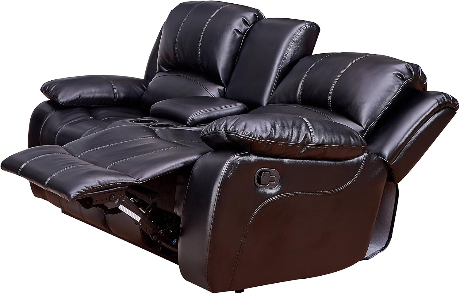 Betsy Furniture Faux Leather Reclining Loveseat with Console and Storage Space 8018 Multiple Colors (Black, Loveseat)