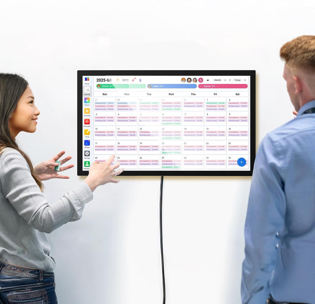 32' Smart Calendar Electronic Calendar, Digital Calendar Wall Touch Screen, Smart Touchscreen Interactive Display, Planner & Chore Chart for Home Office, Meal Plans & Family Organizer