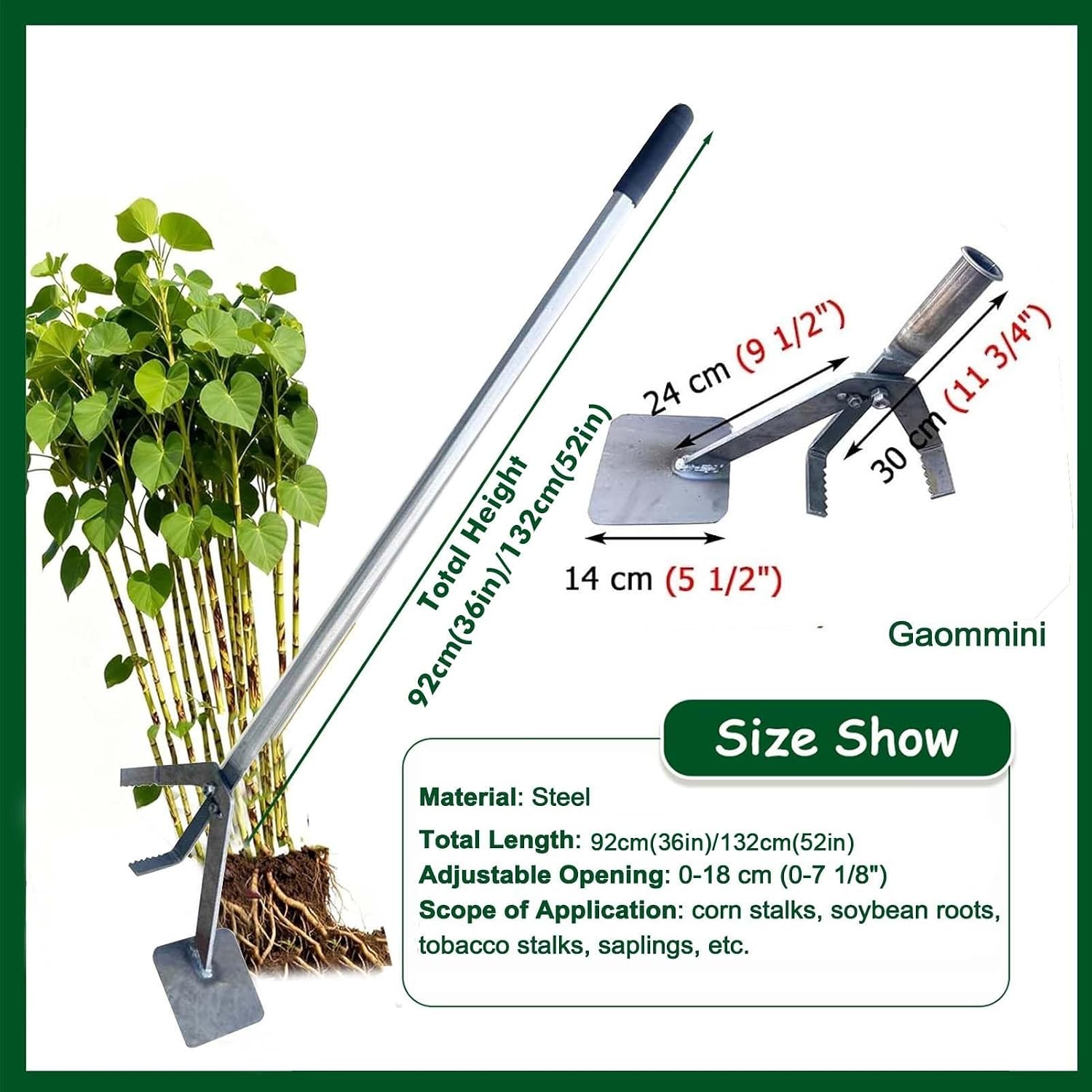 High-Leverage Tree Puller Tool Heavy Duty Sapling Puller for Shrubs Vines Thorns with Large Root Systems, Manual Root Remover Fence Post Puller(132CM/52IN/1.32M)