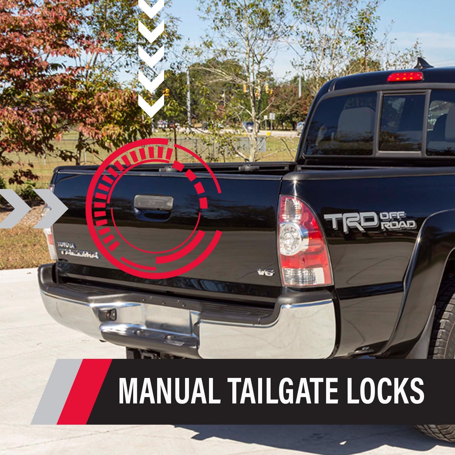Pop & Lock PL5510 Gloss Black Manual Tailgate Lock for Toyota Tacoma (Standard Lock)