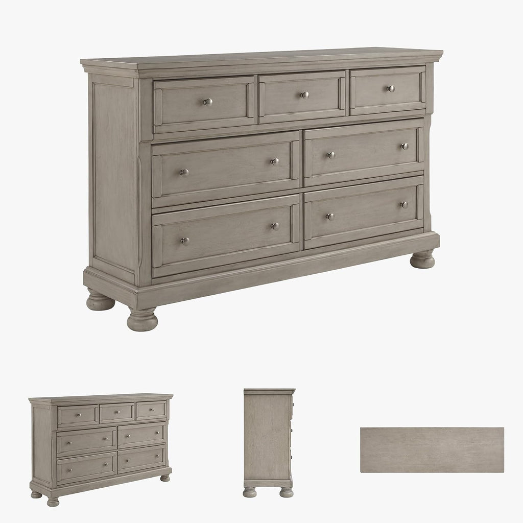 Signature Design by Ashley Lettner Modern Traditional 7 Drawer Dresser, Light Gray