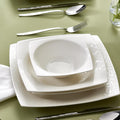 Karaca New Flava 24-Piece Porcelain Dinnerware Set for 6, White Dish Set with Dinner Plates, Pasta Bowls, Salad Plates & Soup Bowls, Kitchen Tableware Set