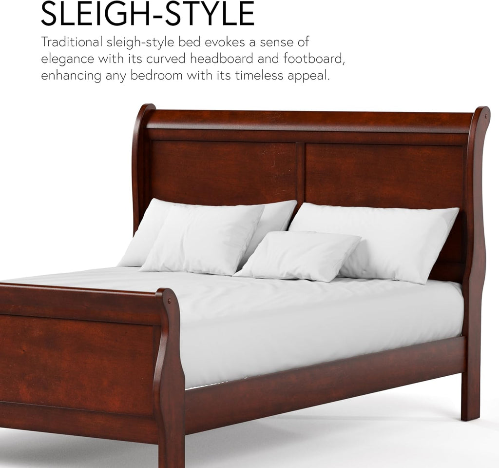 Furniture of America Arabella Traditional Wood Full Bed Frame with Headboard and Footboard, Elegant Sleigh Design Bedframe for Bedroom, Guest Room, Easy Assembly, Box Spring Required, Black