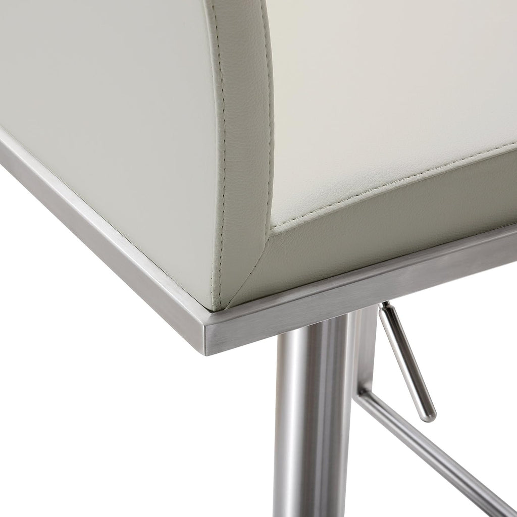 Tov Furniture Amalfi Light Grey Performance Vegan Leather Stool