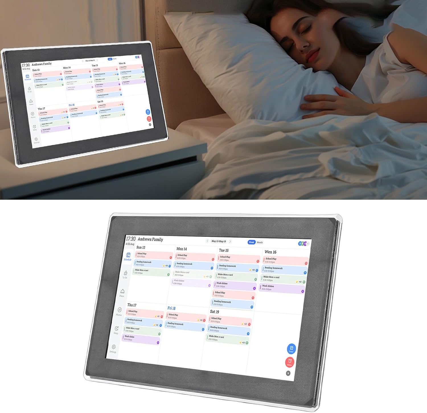 Bewinner Digital Calendar, 10.1 Inch Wall Planner Electronic Calendar & Chore Chart, WiFi Smart Touchscreen Interactive Display for Family Schedules, Auto Rotate, APP Control (US Plug)