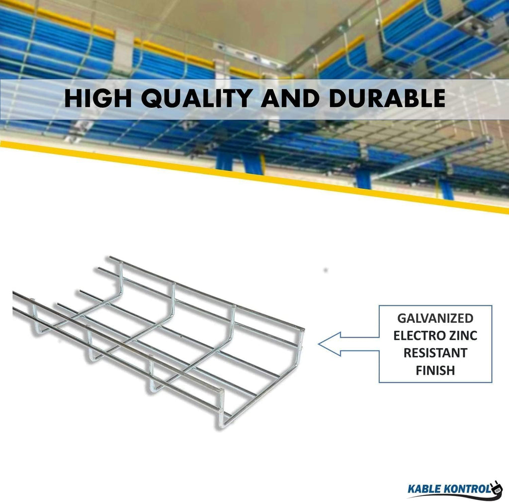 Kable Kontrol Cable Tray- 5 Feet Long - 24' Width, 6' Depth – Wire Mesh Tray Cable Management Rack Cords Organizer Cable Basket, Zinc Plated Steel NEC Approved for Network, Fiber Optic, Cabling
