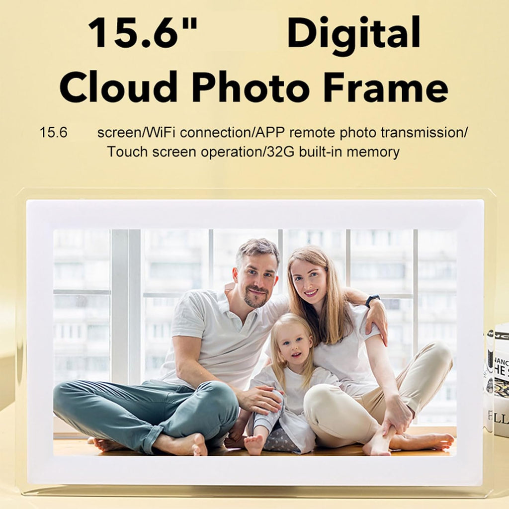 15.6 Inch Digital Picture Frame, Smart Digital Calendar with FHD Touchscreen Display, WiFi, APP Synchronization, 32GB Storage, Wall Planner for Home Kitchen Office (US Plug)
