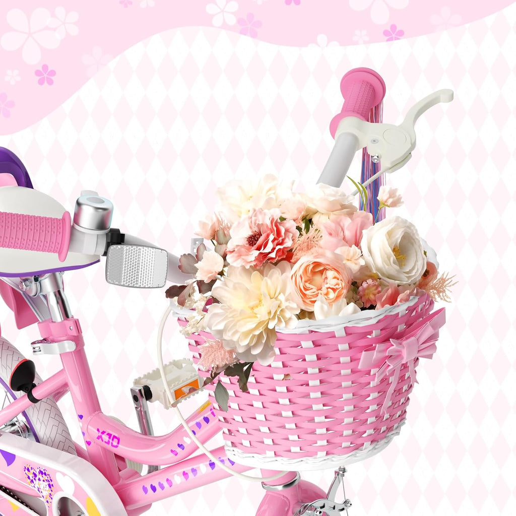 XJD Girls Bike for 2-12 Years Old Kids 12 14 16 20 Inch Toddler Bike,Retro Style Kids Bike with Training Wheels, 20 Inch Girl Bicycle with Kickstand