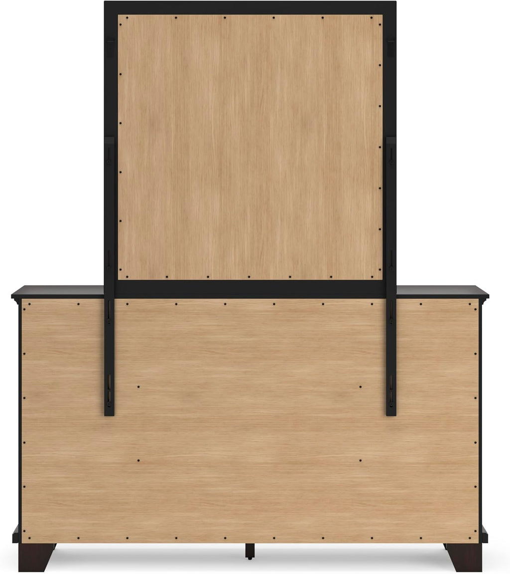Signature Design by Ashley Covetown Contemporary 7-Drawer Dresser and Mirror with Safety Stop, Dark Brown