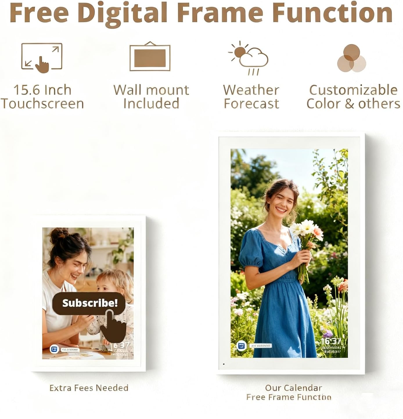 Smart Digital Calendar Wall Touch Screen 15.6'' - FHD Electronic Wall Calendar with Chore Chart, Family Schedule Planner & Meal Tracker, Support Wall/Desk Installation (15.6 inches)