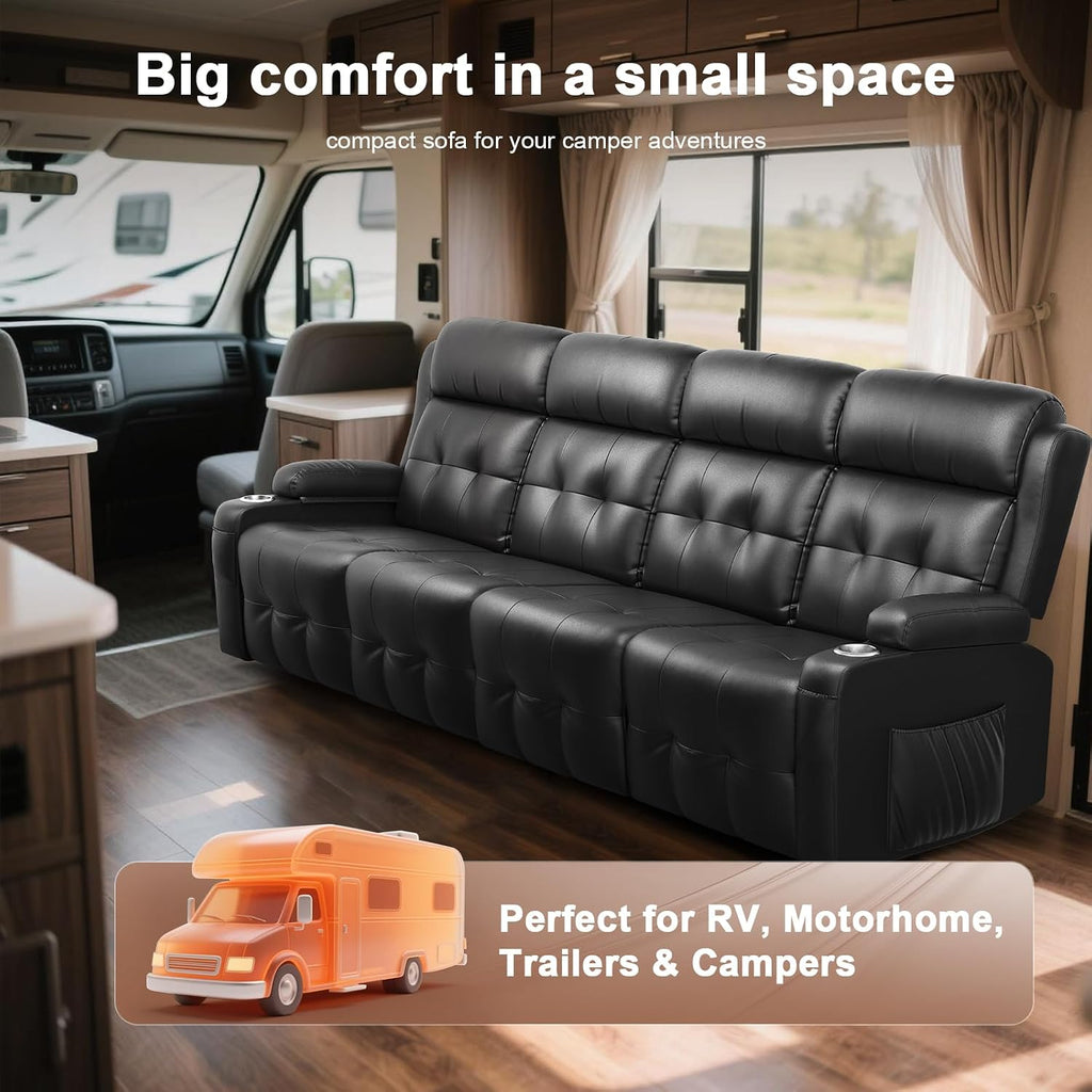 Recliner Sofa, Massage Reclining Sofa 4 Seater Sets Heavy Weight Capacity, 1 Single Power Heat & Massageable Chair with Storage, Cup Holders, Wall Hugger Couches for Living Room & RV Campers