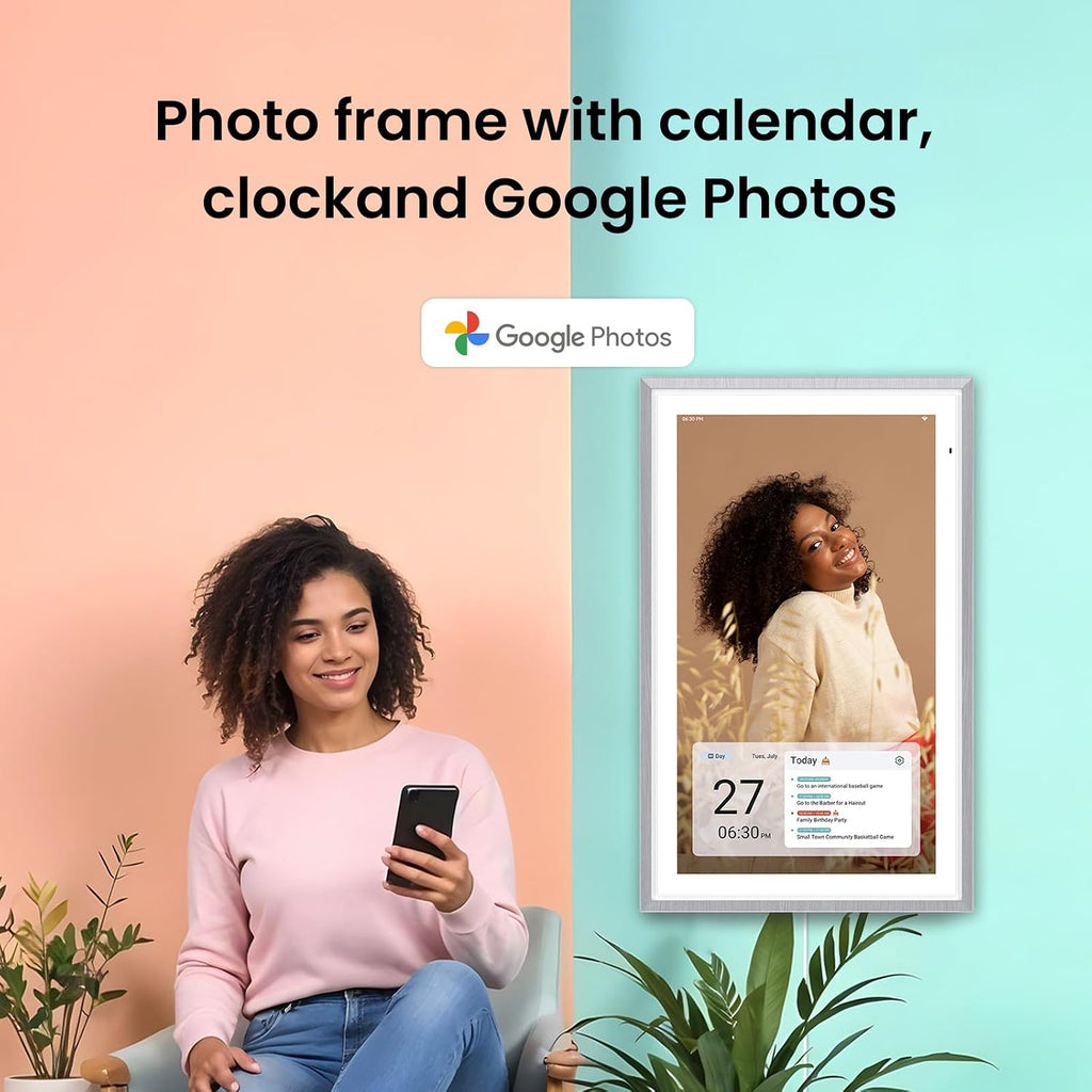 Apolosign 27-inch Digital Calendar & Smart Family Wall Planner, No Subscription, Shared Touchscreen Display with Calendar Sync, Chore Charts & Family Scheduling Hub, Wall Mount Included (Gray)