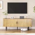 FiveWillowise 55' Natural Fluted TV Stand for TVs up to 65 Inch, Gaming Entertainment Center with Tambour Slatted Sliding Doors and Storage Cabinet, Media TV Consoles Table for Living Room, Office