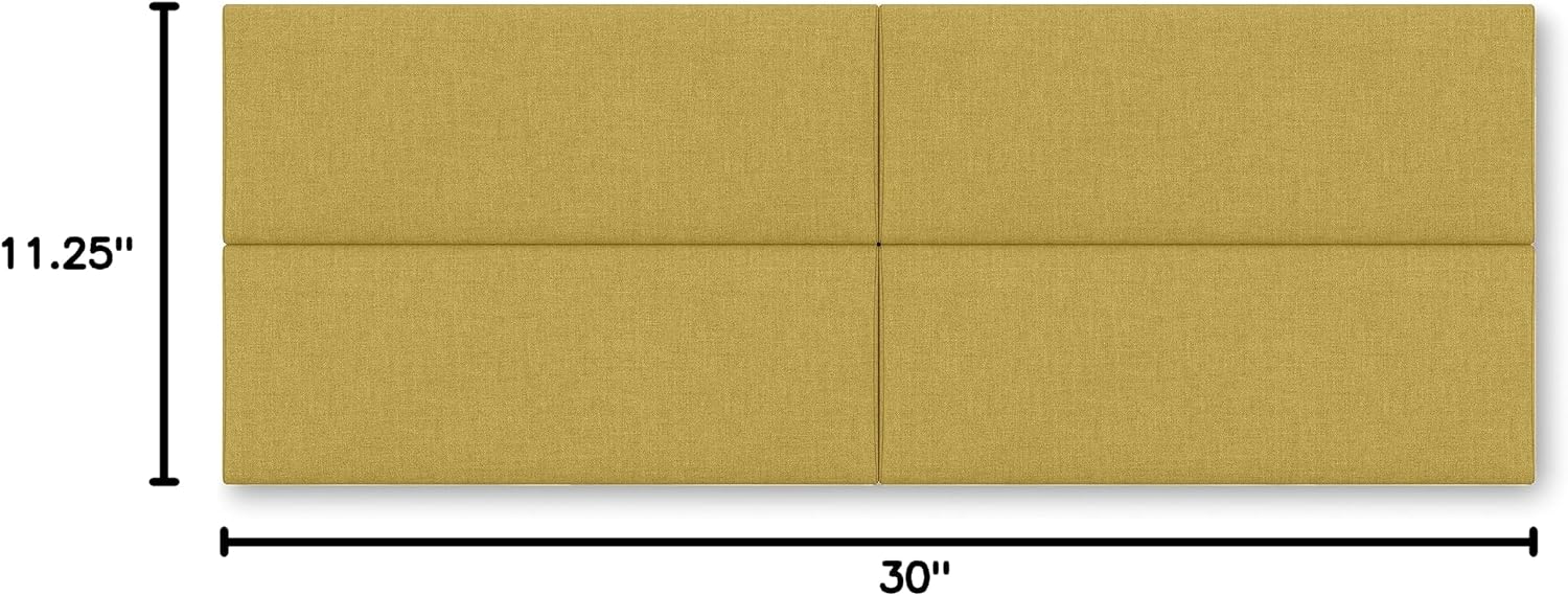 Jaxx Panelist Modern Padded Headboard – Set of 4 Wall Mounted Panels (Each 11.25' x 30') - Queen, Amber Gold Microvelvet