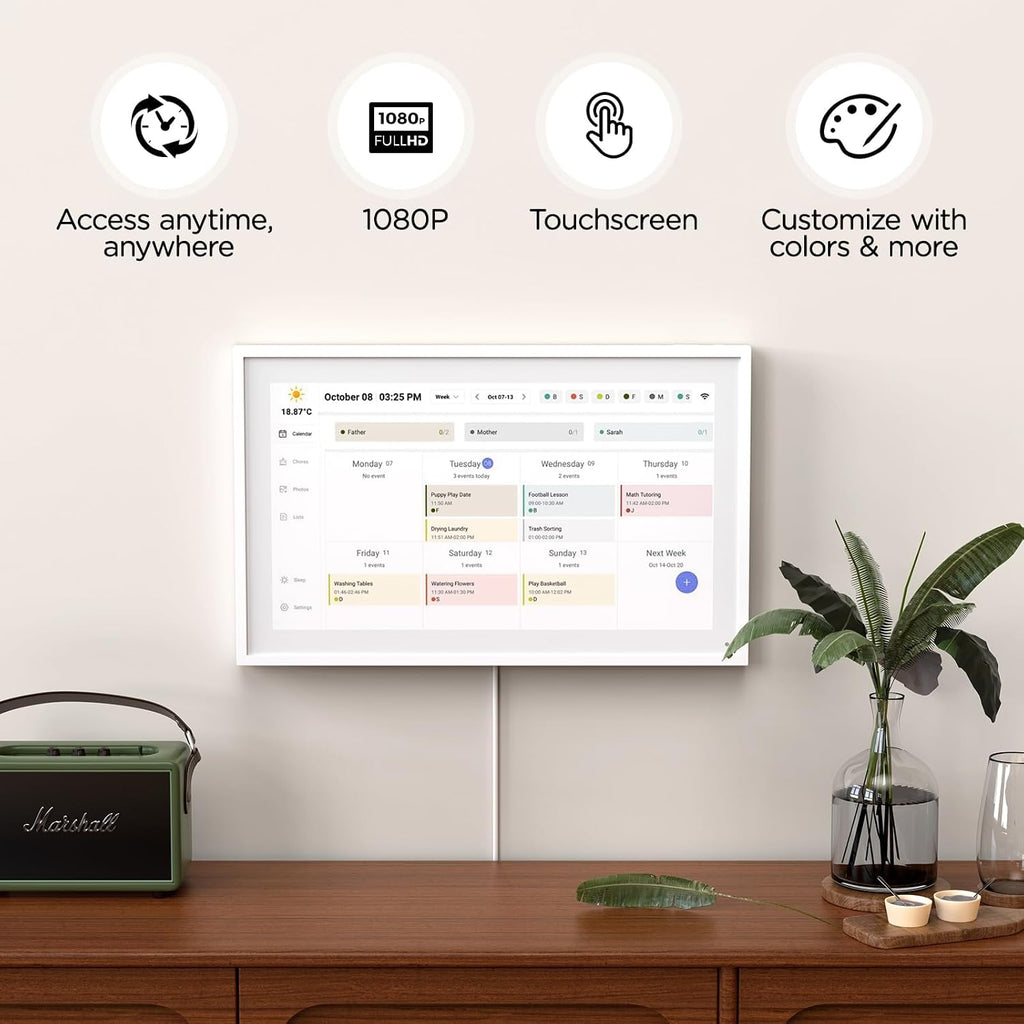 Mezed 15.6' Smart Digital Calendar, Meal Schedule, Duty Chart, HD Smart Touch Screen Home Interactive Electron Calender