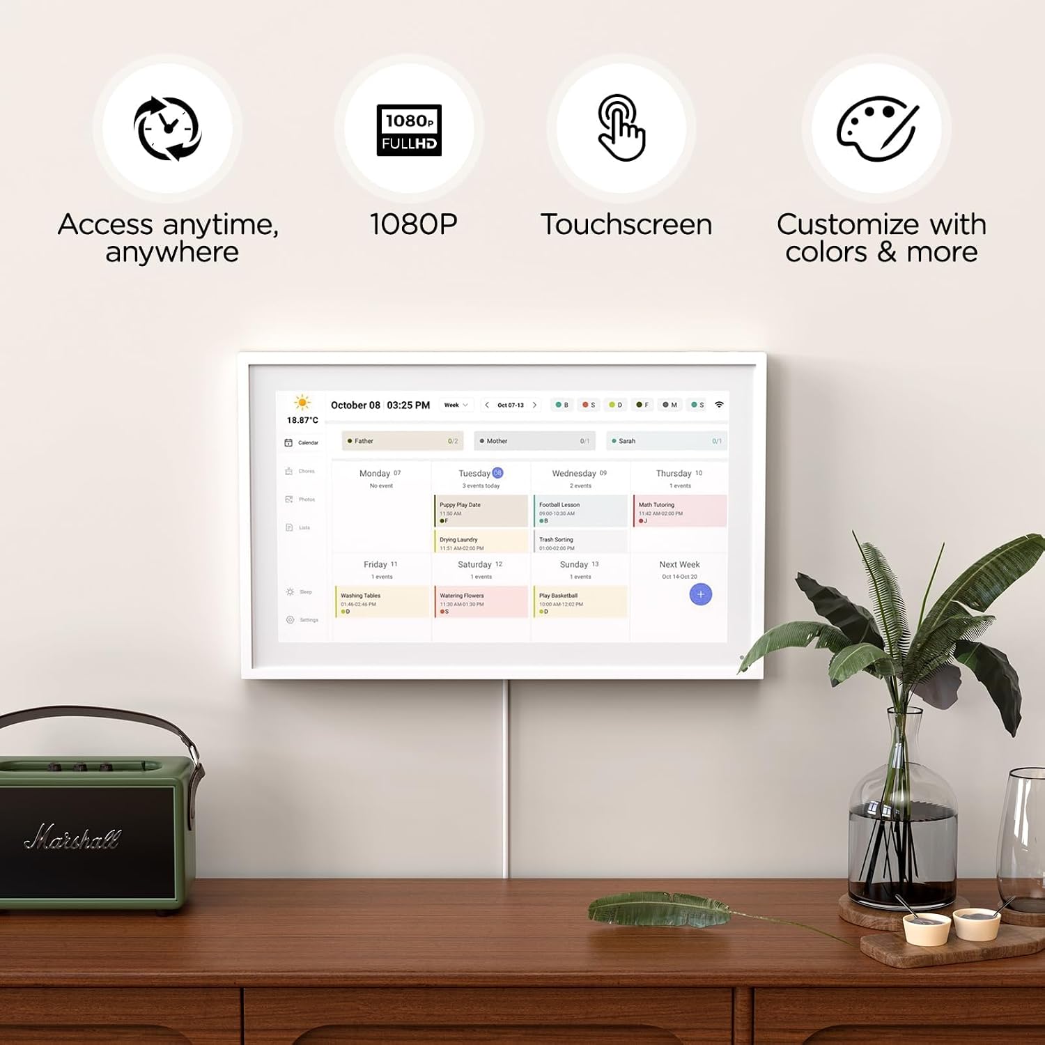 Mezed 15.6' Smart Digital Calendar, Meal Schedule, Duty Chart, HD Smart Touch Screen Home Interactive Electron Calender
