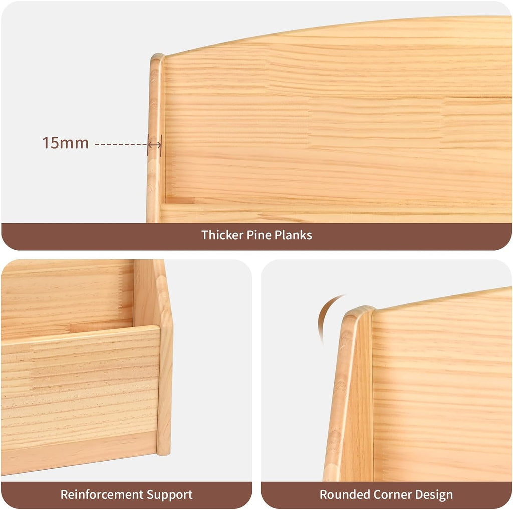 Montessori Bookshelf, 4 Tier Kids Bookshelf – Safe, Sturdy, and Easy to Clean, Premium Wooden Book Shelf for Kids Rooms, Playroom, Classroom, Nursery（31-1/2' D x 11-4/5' W x 31-1/2' H）