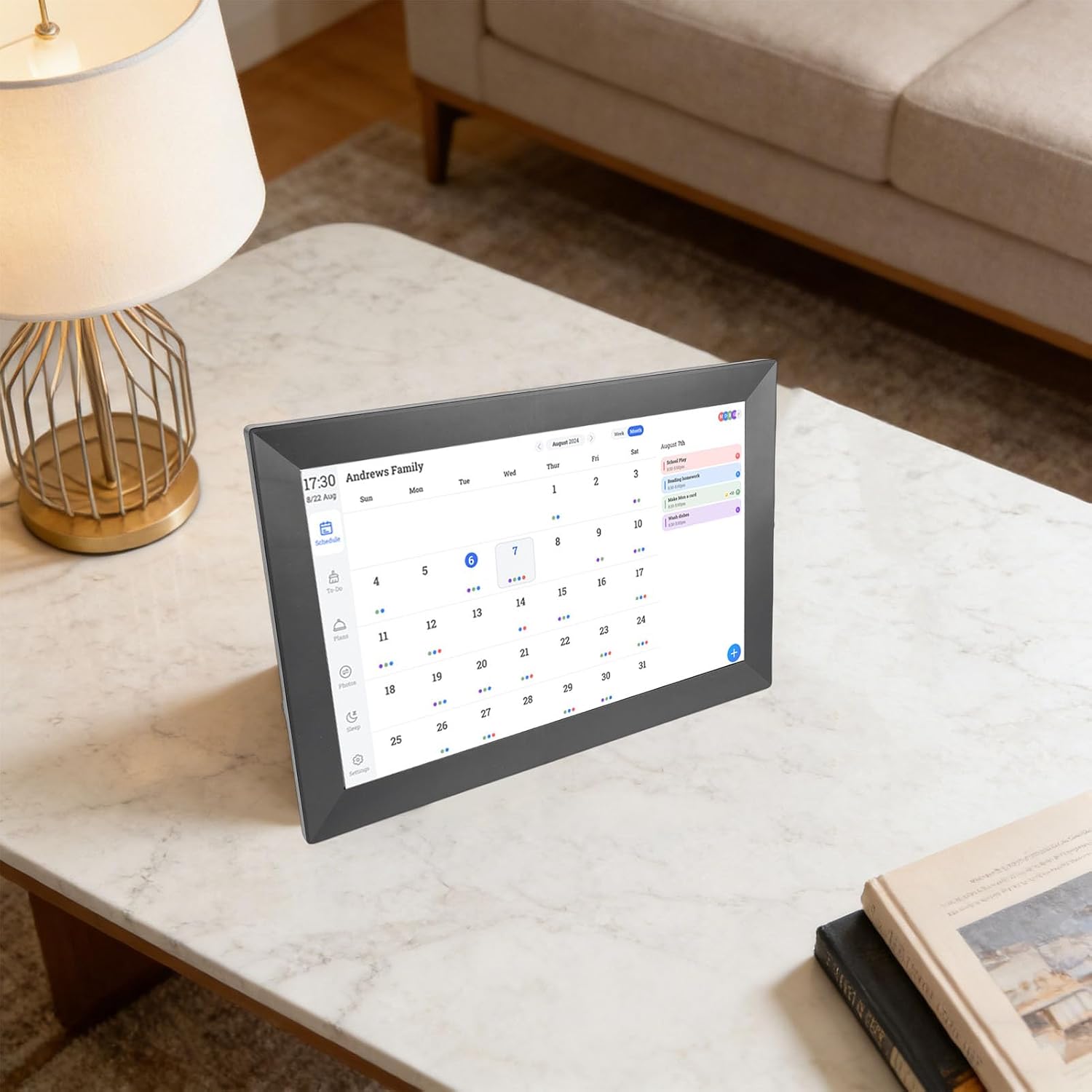 Pomya 13.3 Inch Smart Digital Calendar with Touchscreen Display, WiFi Family Planner Board, Interactive Electronic Wall Calendar Frame with Photo Display (US Plug)