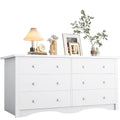 YESHOMY 6 Drawer Dresser for Bedroom, 47.2'' Wood White Dresser, Chest of Drawers Storage Organizer, TV Stand for 55 inch TV, for Living Room, Hallway, Closet