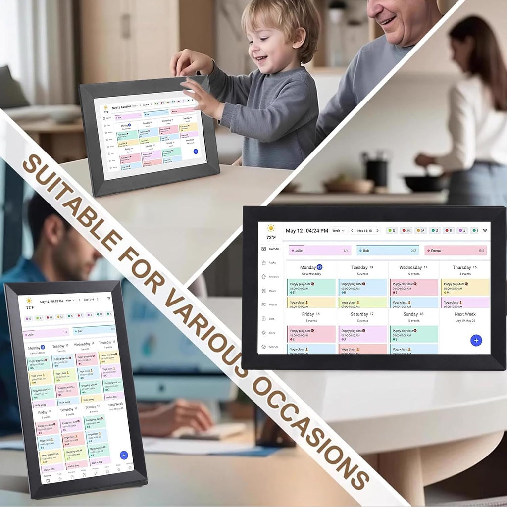 LICAEVEY 15.6 Inch Smart Digital Calendar & Family Planner, Touchscreen Interactive Display with WiFi Sync, Wall Mountable Organizer for Kitchen Home (US)